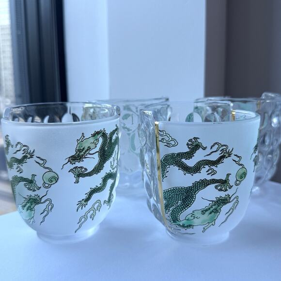 SELETTI Set Of 4 Glasses Hybrid Design Ctrlzak Chinese Dragon Green Aglaura - Picture 1 of 12